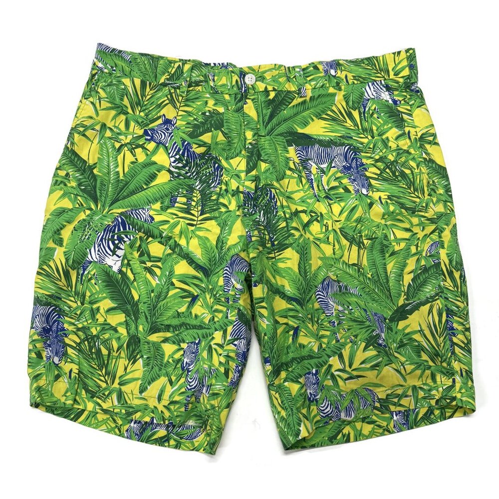 Polo‎ Golf Ralph Lauren All Over Print Yellow Green Zebra Shorts Mens 36 Animals